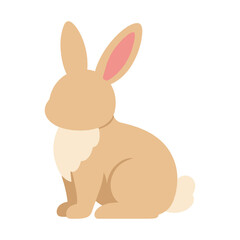 Obraz premium Sitting brown rabbit flat vector illustration