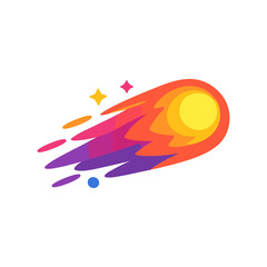Colorful fiery comet with stars flat vector illustration © Iin Aprilia