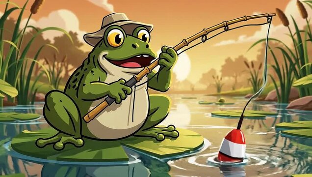 Frogs Fishing Adventure - A Cartoon Animation of a Frog Fishing.