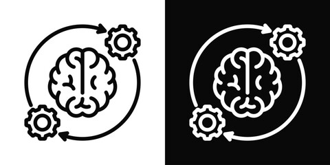 Fototapeta premium Cognitive Behavior Icon White And Black Background Style