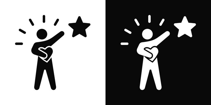 Self Esteem Icon White And Black Background Style