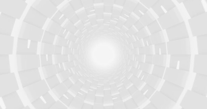 Abstract White Tunnel with Geometric Patterns looping 3d animation