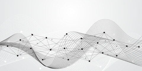 Big data visualization. Abstract tech network connection dots communication background. 