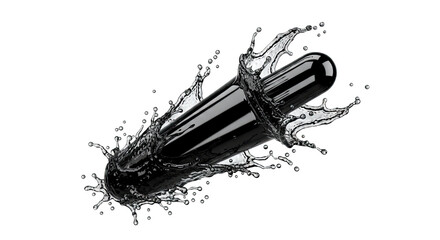 Black Capsule Splashing Water