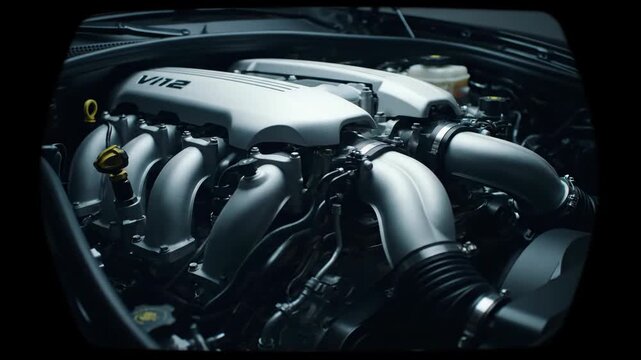 Cinematic V12 Engine Close-up: Power and Precision