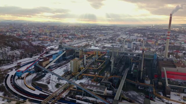Aerial reveals Svoboda large scale industrial coking production plant