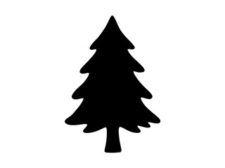 Fototapeta premium Simple black silhouette of a pine tree representing nature and the winter forest season as a minimalist vector graphic isolated on transparent background.