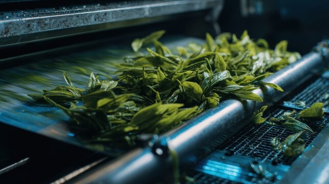 tea leaves rolling machine on blurred background