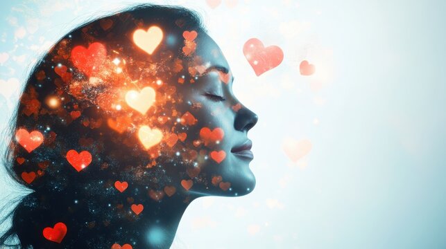 A symbolizing mental health and well-being, showing positive thinking and self-esteem  on blurred background