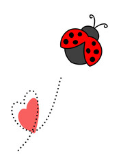 Obraz premium Cute flying Ladybug Illustration on White Background