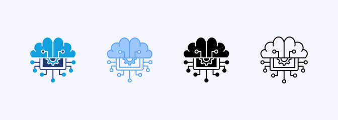 Artificial Intelligence Icon Set Multiple Style Collection