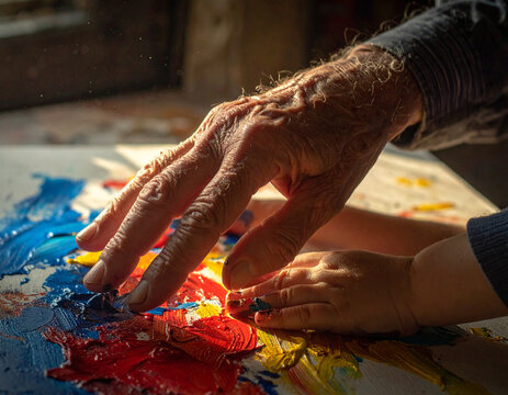 Tender intergenerational connection through expressive art creation