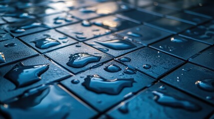 Close-up macro shot of water droplets on a textured surface reflecting light, creating a mesmerizing and abstract pattern