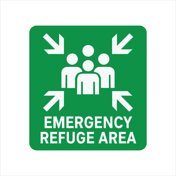 Green vector emergency refuge area illustration on white background