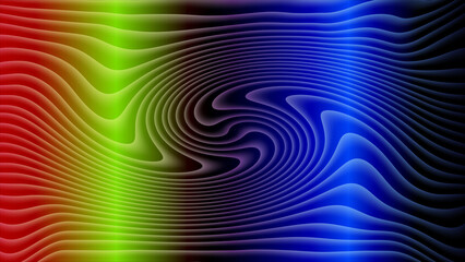 Fototapeta premium Vibrant rainbowcolored wavy lines creating a dynamic spiral pattern with gradient effect isolated on transparent background