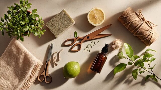 Natural soap making ingredients flat lay.