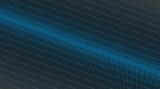 Abstract blue and black background with diagonal lines and grid pattern.