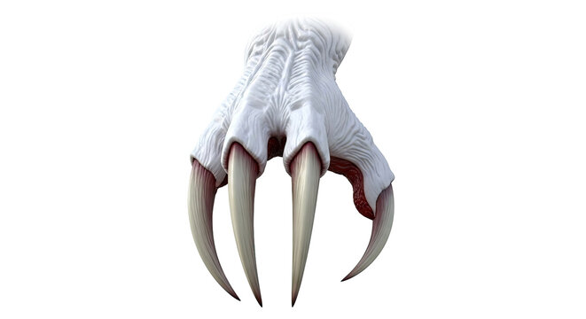 Close-up of a monstrous white claw with sharp talons