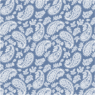 Seamless paisley block print repeat pattern vector file