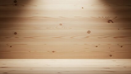 Naklejka premium Warm Wooden Stage with Spotlight Background for Presentations and Product Showcases