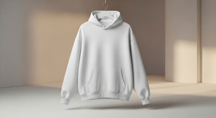 Hanging White Hoodie Mockup for Fashion Branding Presentation