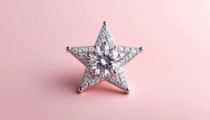Obraz premium Sparkling star-shaped jewel on a soft pink surface