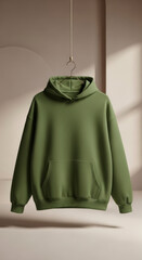 Hanging Olive Green Hoodie Mockup for Fashion Branding Presentation