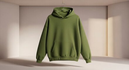 Hanging Olive Green Hoodie Mockup for Fashion Branding Presentation