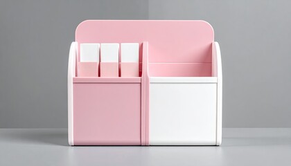Two-tone organizer, pink/white, holding small items