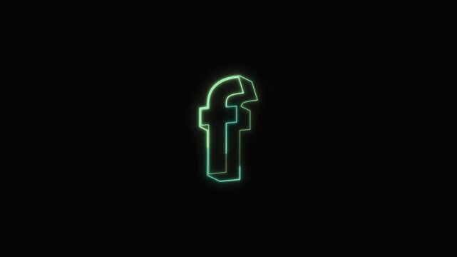 Alphabet f Neon Text Seamless Loop 4K with Black Background Animated Promotional Typography for Video Editing