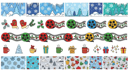 Naklejka premium Festive Winter and Christmas Elements Collection for Seasonal Designs
