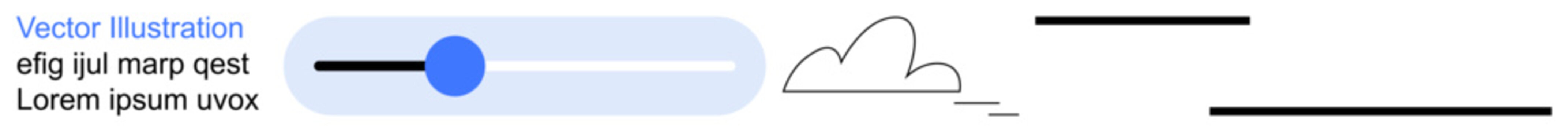 User interfaces, web design, technology, digital tools, mobile applications, cloud computing. Minimalistic design slider with blue knob, cloud icon and placeholder text. User interfaces and web