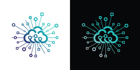 logo design cloud with spark connection icon vector illustration