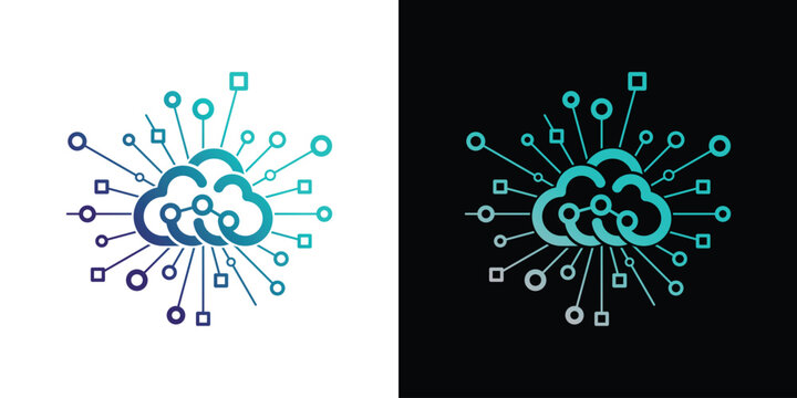 logo design cloud with spark connection icon vector illustration