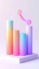 Colorful 3D bar chart with upward trending line