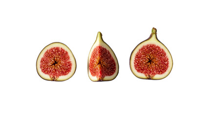 Ripe Fig Halves With Red Pulp And Seeds Isolated