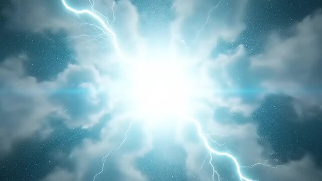Stunning Lightning Storm Over Dark Clouds Dramatic Weather Phenomenon.