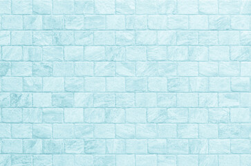 Obraz premium Blue brick concrete stone texture for background in wallpaper. Brick wall and sand stone in plaster of tone vintage. Pattern abstract wall of light cyan color, cement texture mint green for design.
