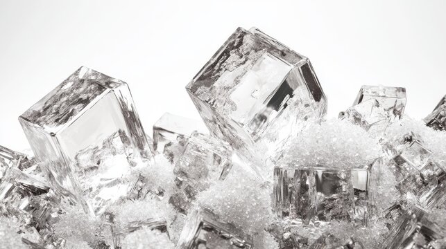 Detailed crystallography study of artisanal sea salt, extreme magnification revealing complex cubic crystal lattice structures, varying opacity levels from transparent edges to opaque centers,