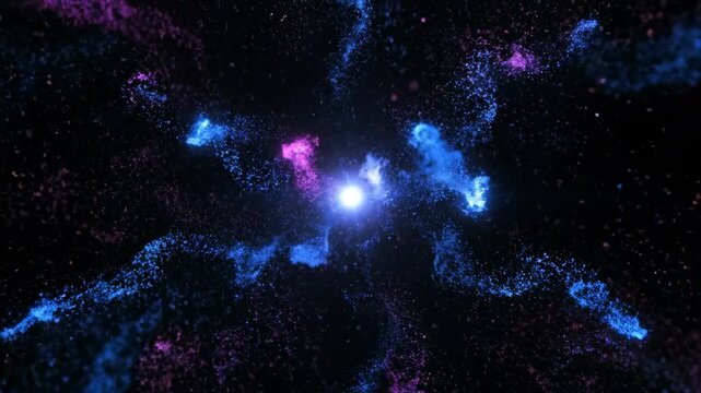 A bright star-like entity surrounded by colorful swirling energy streams in space