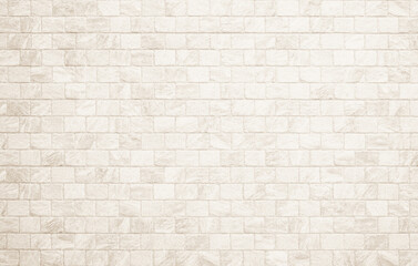 Fototapeta premium Detail of modern cream brick wall background photo. White light brick wall texture background for stone tile block painted in beige light color wallpaper modern interior and exterior backdrop design.