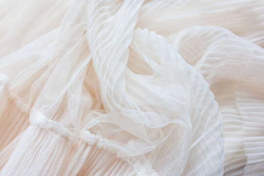 Soft white mesh fabric texture for bridal and boho design