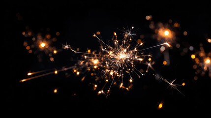 Obraz premium Sparkling and Glowing Fireworks Sparks Against a Dark Background Ideal for Celebrations and Festivities