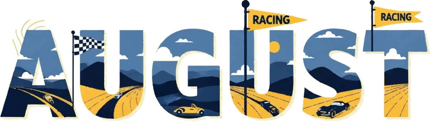 Racing event banner with August typography © Satya
