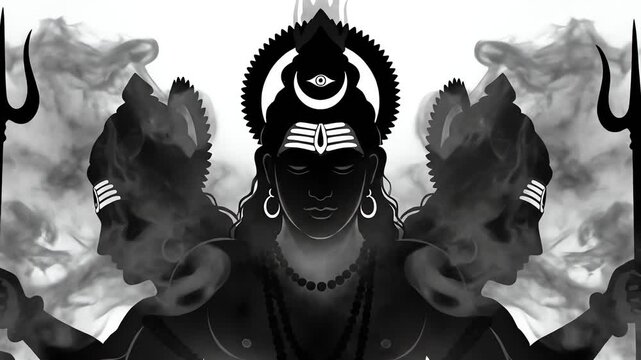Kali Hindu Goddess Black and White.
