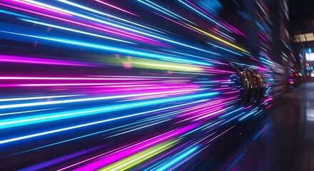 Vibrant Neon Light Streaks in Motion