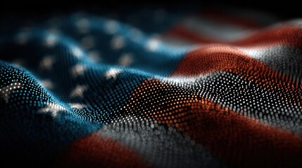 Abstract Digital Rendering of the Waving American Flag with a Particle Effect