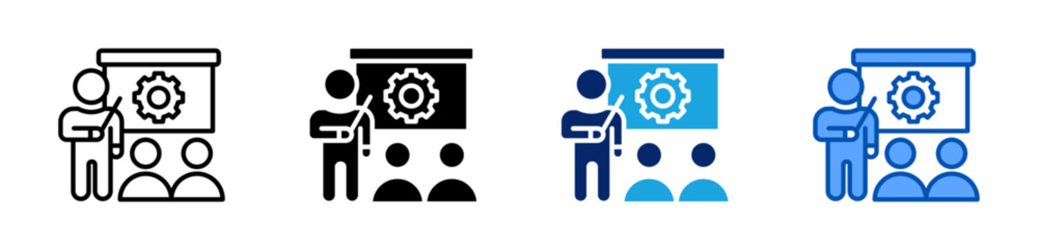 training icon set multiple style collection