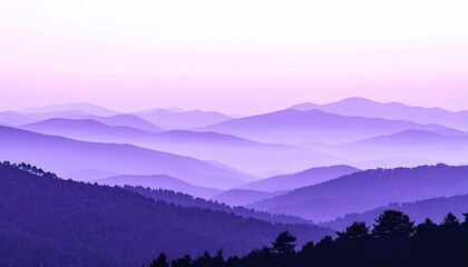 Rolling purple mountain range at dawn or dusk