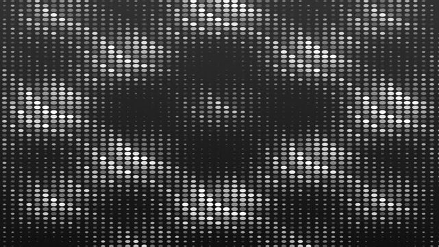 Abstract digital mosaic pattern with pixelated squares and a dark background.